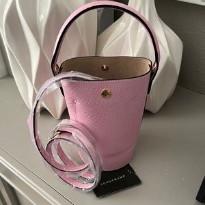 Longchamp Pink Mini Bag with Bucket Shape and Gold Hardware